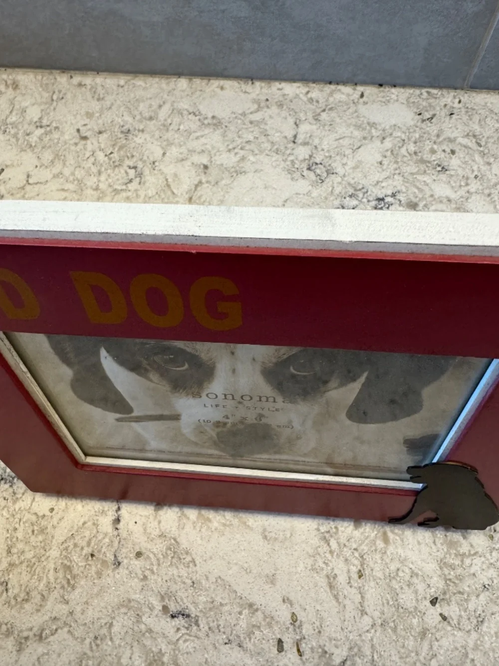 Sonoma Life & Style Dog Picture Frame red metallic design with 